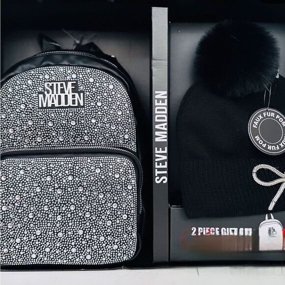 Steve Madden Rhinestone Backpack & Pom Beanie Hat 2- PC Giftset main image 8